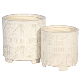 Ceramic Abstract Footed Planters Set of 2