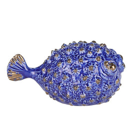 10" Blue Ceramic Puffer Fish