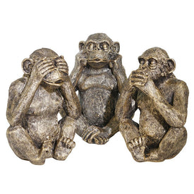 Polyresin See, Hear, and Speak No Evil Monkey Figurines Set of 4