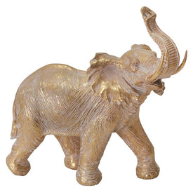 11.5" x 6" x 12" Gold Polyresin Elephant Sculpture