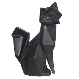 Modern Ceramic Fox Figurine - Black