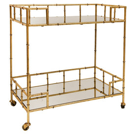Rectangular Two-Tier Gold Metal Bar Cart