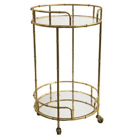 Round Two-Tier Gold Metal Bar Cart