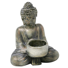 Ivory Resin Seated Buddha Tealight Candle Holder