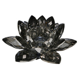8.25" Black Crystal Lotus Votive Candle Holder