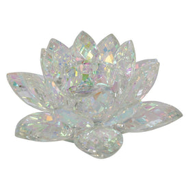 8.25" Rainbow Crystal Lotus Votive Candle Holder