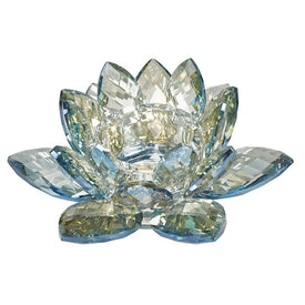 8.25" Light Blue Crystal Lotus Votive Candle Holder