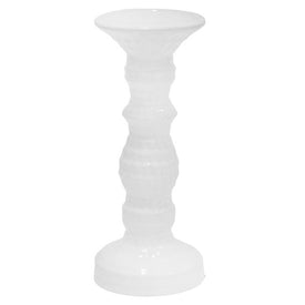 9.75" Dimpled White Candle Holder