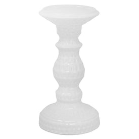 8" Dimpled White Candle Holder