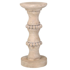 11" Wooden Banded Bead Candle Holder