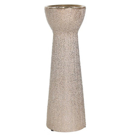 12" Beaded Ceramic Candle Holder - Champagne