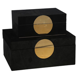 Black Velveteen Jewelry Boxes Set of 2