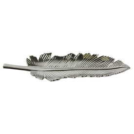 15.75" Silver Ceramic Feather Plate