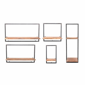 Wood/Metal Wall Shelves Set of 5