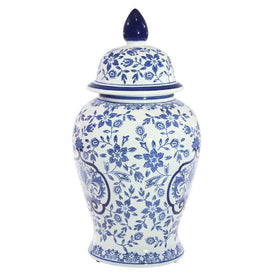 18" White/Blue Temple Jar