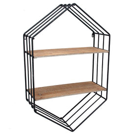 19.88" x 7.87" x 31.5" Metal/Wood Hexagonal Wall Shelf