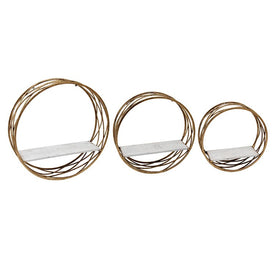 Round Gold Metal Wall Shelves Set of 3