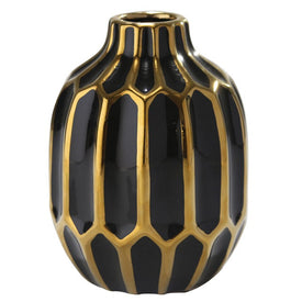 8" Black/Gold Ceramic Vase
