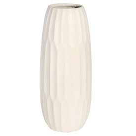 6" x 14" White Ceramic Vase