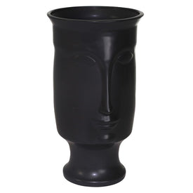 Ceramic Face Vase with Pedestal Base - Black