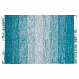 7'3" x 9'3" Cotton Ombre Teal Area Rug