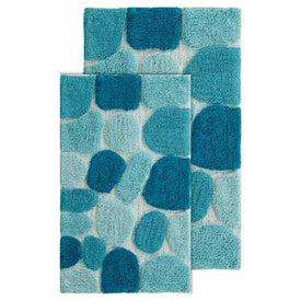 21" x 34" & 24" x 40" Pebbles Arctic Blue Two-Piece Bath Rug Set