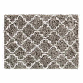 5' x 7' Microfiber Polyester Deco Shag Gray Base with Ivory Design Area Rug