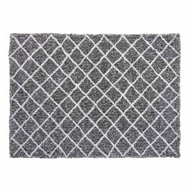 5' x 7' Microfiber Polyester Maximo Diamond Shag Charcoal Area Rug