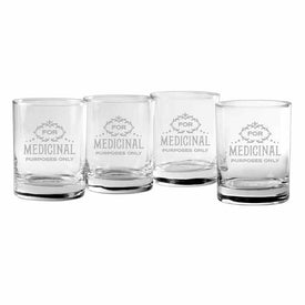 Aristocrat Medicinal Purposes Only 14 oz Double Old Fashioned Glasses Set of 4