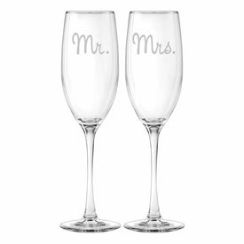 Connoisseur Grand Mr And Mrs 8 oz Champagne Flutes Set of 2