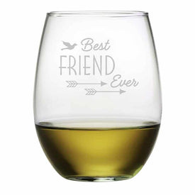 Best Friend Ever 21 oz Stemless Red Wine Glasses Set of 4