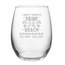 Drink At The Beach 21 oz Stemless Red Wine Glasses Set of 4