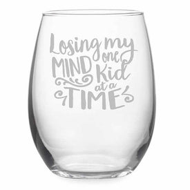 Losing My Mind 21 oz Stemless Red Wine Glasses Set of 4