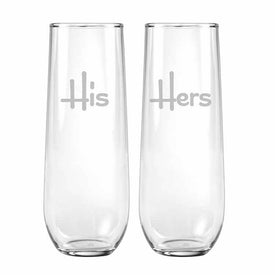 His and Hers 8.50 oz Stemless Champagne Flutes Set of 2