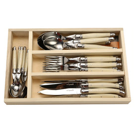 Jean Dubost Laguiole 24-Piece Everyday Flatware Set with Ivory Handles
