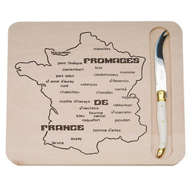 Jean Dubost Laguiole Map of French Cheeses Cutting Board and Cheese Knife