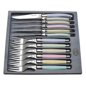 Jean Dubost Laguiole Twelve-Piece Set with Pastel Handles