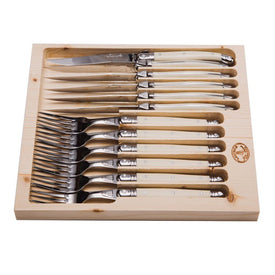 Jean Dubost Laguiole Twelve-Piece Cutlery Set with Ivory Handles