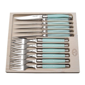 Jean Dubost Laguiole Twelve-Piece Cutlery Set with Turquoise Handles