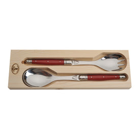 Jean Dubost Laguiole Salad Servers with Red Handles