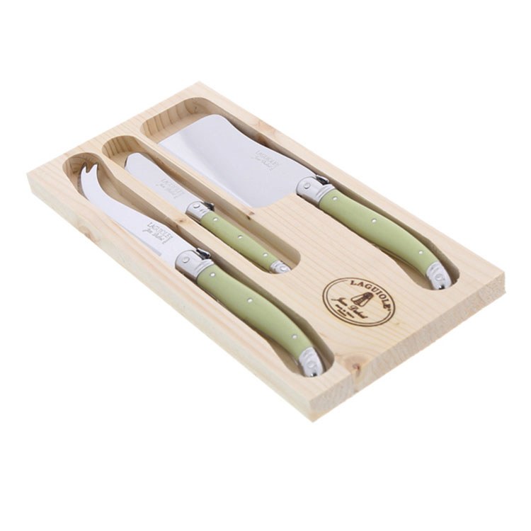 Three-Piece Cheese Knife Set with Green Handles