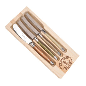 Jean Dubost Laguiole Four Cheese Spreaders with Mineral Handles in Box