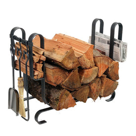 Large Modern Fireplace Log Rack with Tools