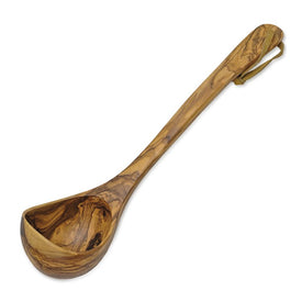 Olive Wood Soup Ladle with Leather Strap