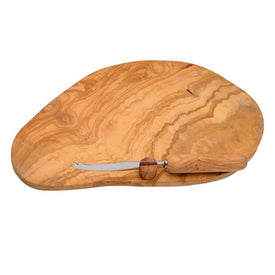 Olive Wood Cheese Board and Cheese Knife