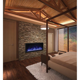 Panorama Built-In-XT 50" Wide Deep Indoor/Outdoor Built-In Electric Fireplace with Black Steel Surround