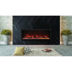 Panorama Built-In-XT 60" Wide Deep Indoor/Outdoor Built-In Electric Fireplace with Black Steel Surround