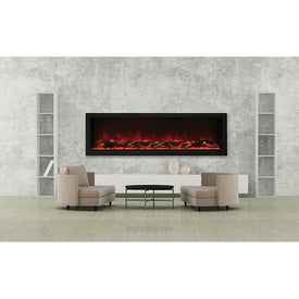 Panorama Built-In-XT 72" Wide Deep Indoor/Outdoor Built-In Electric Fireplace with Black Steel Surround