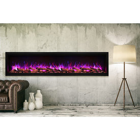 Symmetry-XT 88" Extra-Tall Clean Face Built-In Electric Fireplace with Black Steel Surround