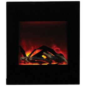 Zero Clearance 24" Electric Fireplace with Black Glass Surround and 15-Piece Log Set